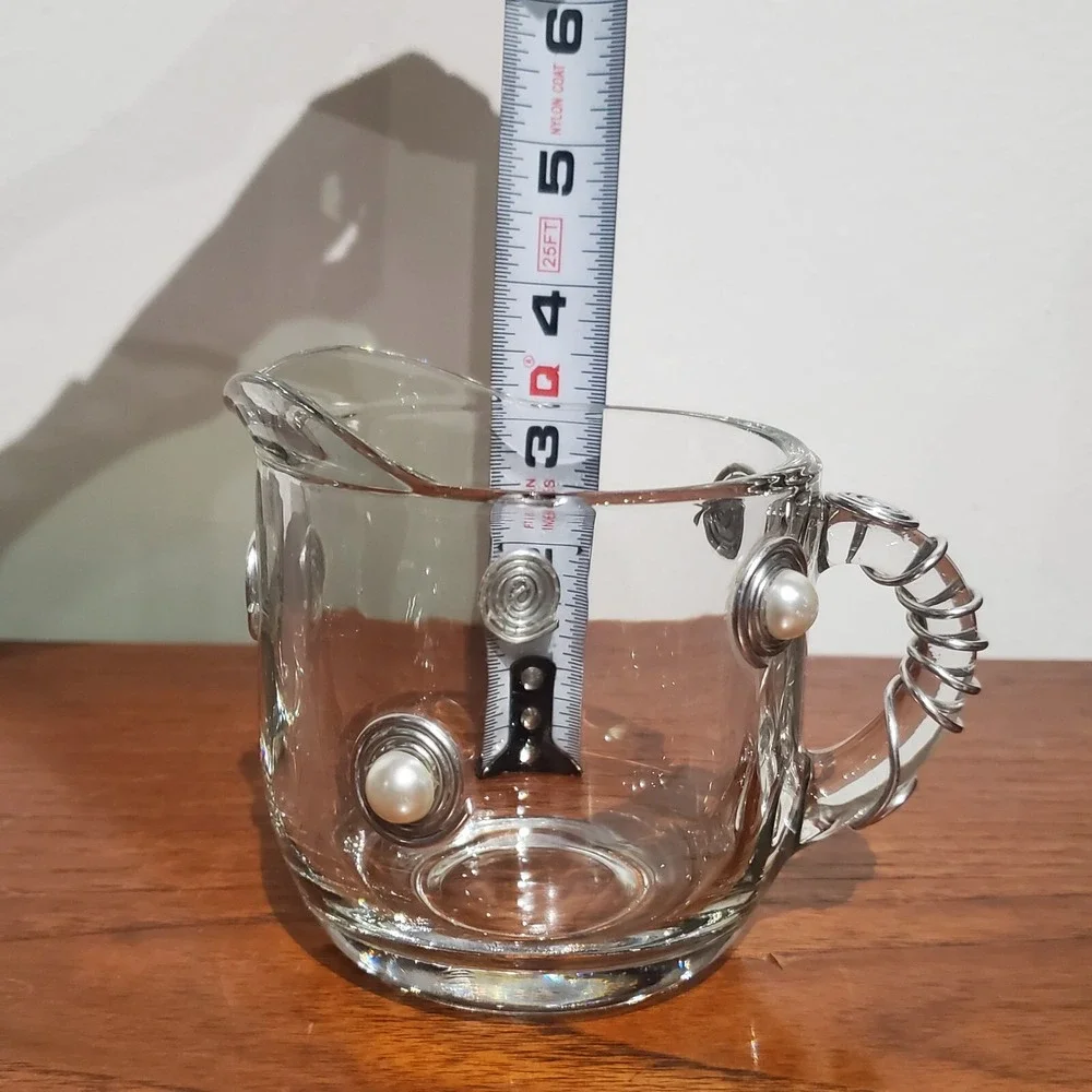 Vintage Clear‎ Anchor Hocking Creamer and Sugar dish with Lid wire wrap spirals
